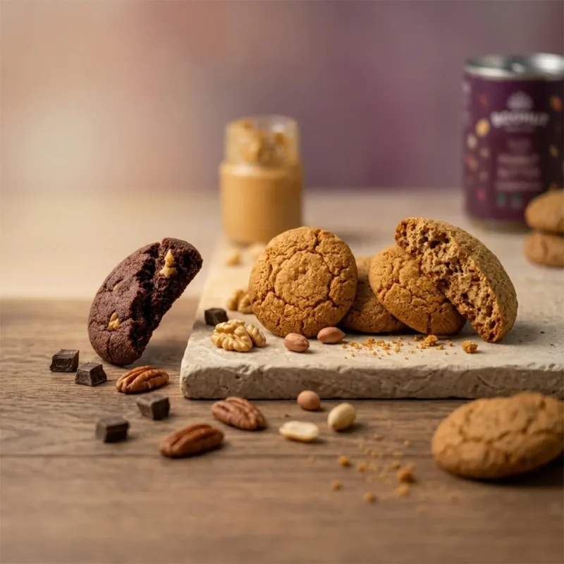 Healthy ragi chocolate walnut, peanut butter and spiced sensation cookies